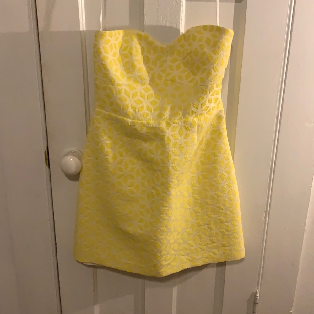 Hutch yellow strapless mini dress
